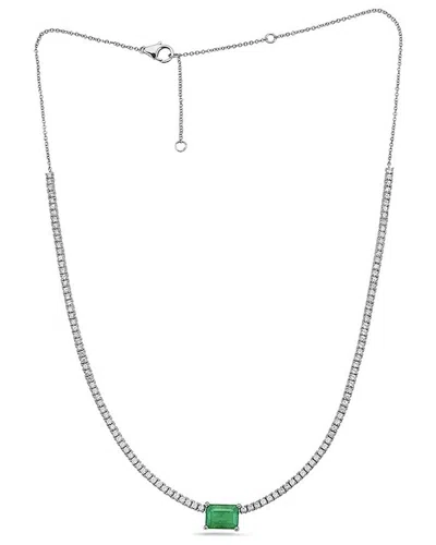 Forever Creations Signature Collection 14k 3.30 Ct. Tw. Diamond & Emerald Necklace
