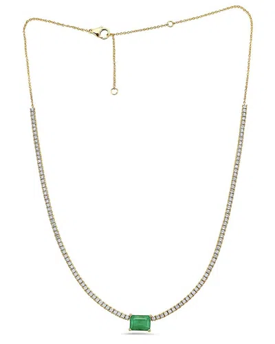 Forever Creations Signature Collection 14k 3.30 Ct. Tw. Diamond & Emerald Necklace