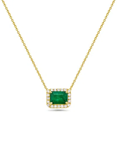 FOREVER CREATIONS SIGNATURE FOREVER CREATIONS 14K 1.07 CT. TW. DIAMOND & EMERALD HALO NECKLACE