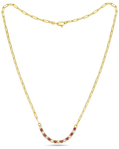 FOREVER CREATIONS SIGNATURE FOREVER CREATIONS 14K 1.20 CT. TW. DIAMOND & RUBY BAR NECKLACE