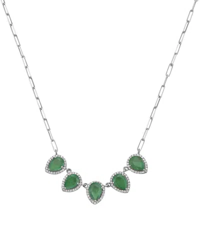 Forever Creations Usa Inc. Forever Creations 14k 0.63 Ct. Tw. Diamond Bar Necklace In Green