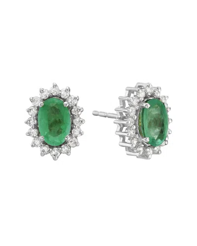 Forever Creations Usa Inc. Forever Creations 14k 1.10 Ct. Tw. Diamond & Emerald Earrings In Green