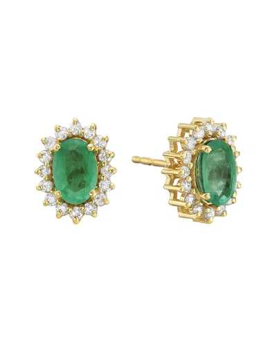 Forever Creations Usa Inc. Forever Creations 14k 1.10 Ct. Tw. Diamond & Emerald Earrings In Gold