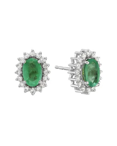Forever Creations Usa Inc. Forever Creations 14k 1.10 Ct. Tw. Diamond & Emerald Earrings In Metallic