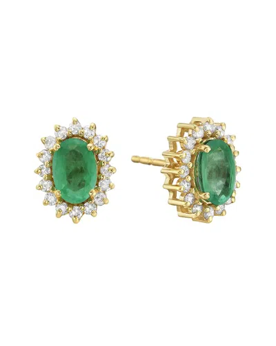 Forever Creations Usa Inc. Forever Creations 14k 1.10 Ct. Tw. Diamond & Emerald Earrings In Multi