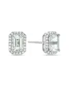 Forever Creations Usa Inc. Forever Creations 14k 1.23 Ct. Tw. Diamond & Aquamarine Halo Earrings In Metallic
