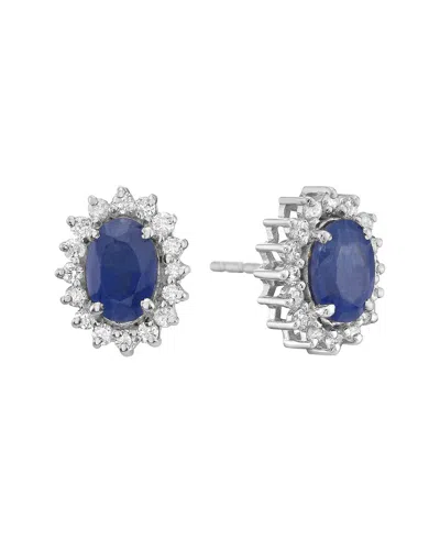 Forever Creations Usa Inc. Forever Creations 14k 1.70 Ct. Tw. Diamond & Sapphire Earrings In Metallic