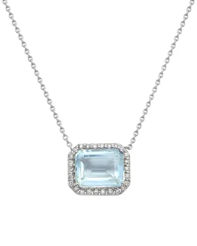 Forever Creations Usa Inc. Forever Creations 14k 2.11 Ct. Tw. Diamond & Aquamarine Necklace In Metallic
