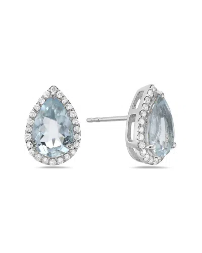 Forever Creations Usa Inc. Forever Creations 14k 2.41 Ct. Tw. Diamond & Aquamarine Halo Earrings