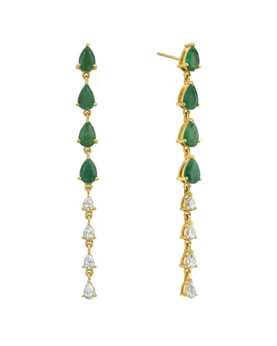 Forever Creations Usa Inc. Forever Creations 14k 3.10 Ct. Tw. Diamond & Emerald Earrings In Green