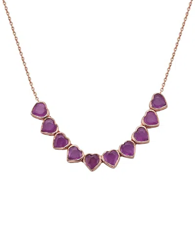 Forever Creations Usa Inc. Forever Creations 14k Rose Gold 3.30 Ct. Tw. Pink Sapphire Heart Bar Necklace