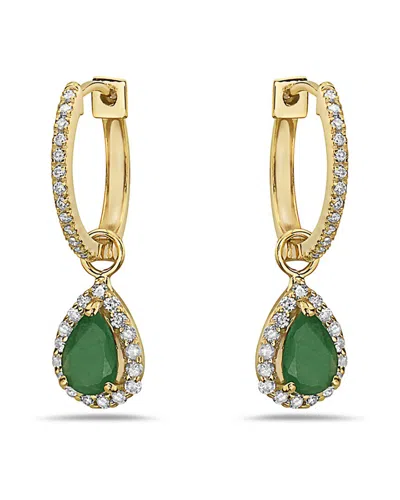 FOREVER CREATIONS USA INC. FOREVER CREATIONS USA INC. SIGNATURE COLLECTION 14K 1.06 CT. TW. DIAMOND & EMERALD MINI HUGGIE HOOPS