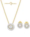 Forever Grown Diamonds 2-pc. Set Lab-grown Diamond Pendant Necklace & Matching Stud Earrings (1/2 Ct. T.w.) In Sterling Sil In Gold-plated Sterling Silver