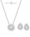 Forever Grown Diamonds 2-pc. Set Lab-grown Diamond Pendant Necklace & Matching Stud Earrings (1/2 Ct. T.w.) In Sterling Sil In Sterling Silver