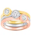 Forever Grown Diamonds 3-pc. Lab-grown Diamond Ring (1.ct. T.w.) Set In Sterling Silver, 14k Yellow Gold Plating & 14k Rose