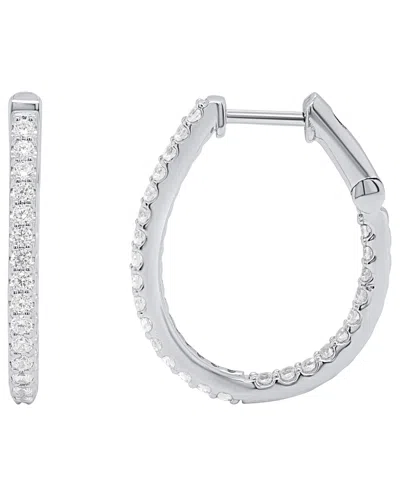 Forever Grown Diamonds Diamond Hoop Earrings (1 Ct. T.w.) In 14k Gold Plated Sterling Silver White Rhodium In Metallic