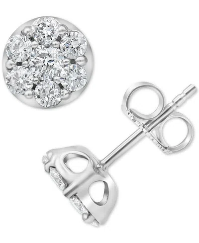 Forever Grown Diamonds Lab-created Diamond Cluster Stud Earrings (1 Ct. T.w.) In Sterling Silver