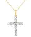 FOREVER GROWN DIAMONDS LAB-CREATED DIAMOND CROSS 18" PENDANT NECKLACE (1/2 CT. T.W.) IN STERLING SILVER OR 14K GOLD-PLATED 