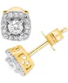 FOREVER GROWN DIAMONDS LAB-CREATED DIAMOND HALO STUD EARRINGS (1/2 CT. T.W.) IN STERLING SILVER OR 14K GOLD-PLATED STERLING