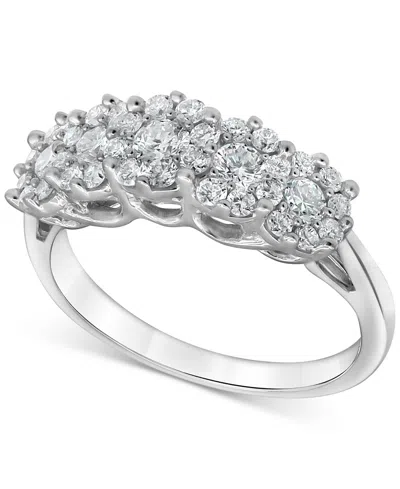 Forever Grown Diamonds Lab-created Diamond Horizontal Cluster Statement Ring (1 Ct. T.w.) In Sterling Silver