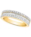 FOREVER GROWN DIAMONDS LAB-CREATED DIAMOND THREE-ROW BAND (3/4 CT. T.W.) IN STERLING SILVER OR 14K GOLD-PLATED STERLING SIL