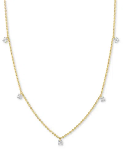 Forever Grown Diamonds Lab-grown Diamond 5 Drop Necklace (1/4 Ct. T.w.) In Sterling Silver Or 14k Gold-plated Sterling Silv In Gold-plated Sterling Silver