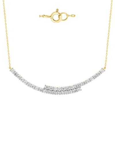 Forever Grown Diamonds Lab Grown Diamond Bypass Bar Necklace (2 Ct. T.w.) In Sterling Silver In Gold-plated Sterling Silver
