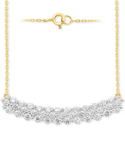 Forever Grown Diamonds Lab Grown Diamond Cluster 18" Necklace (2 Ct. T.w.) In Sterling Silver Or 14k Gold-plated Sterling S In Gold-plated Sterling Silver