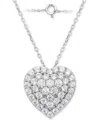 Forever Grown Diamonds Lab-grown Diamond Cluster Heart 18" Pendant Necklace (2 Ct. T.w.) In Sterling Silver Or 14k Gold-pla In Sterling Silver