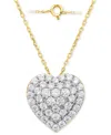 Forever Grown Diamonds Lab-grown Diamond Cluster Heart 18" Pendant Necklace (2 Ct. T.w.) In Sterling Silver Or 14k Gold-pla In Gold-plated Sterling Silver