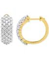 Forever Grown Diamonds Lab Grown Diamond Cluster Small Hoop Earrings (2 Ct. T.w.) In Sterling Silver Or 14k Gold-plated Ste In Gold-plated Sterling Silver