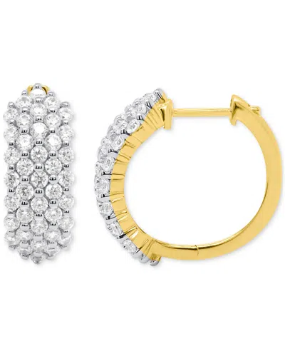 Forever Grown Diamonds Lab Grown Diamond Cluster Small Hoop Earrings (2 Ct. T.w.) In Sterling Silver Or 14k Gold-plated Ste In Gold-plated Sterling Silver