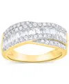 Forever Grown Diamonds Lab-grown Diamond Crisscross Band (1 Ct. T.w.) In Sterling Silver Or 14k Gold-plated Sterling Silver