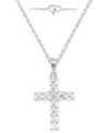 Forever Grown Diamonds Lab Grown Diamond Cross 18" Pendant Necklace (1 Ct. T.w.) In Sterling Silver Or 14k Gold-plated Ster In Sterling Silver