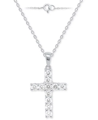 Forever Grown Diamonds Lab Grown Diamond Cross 18" Pendant Necklace (1 Ct. T.w.) In Sterling Silver Or 14k Gold-plated Ster