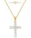 Forever Grown Diamonds Lab Grown Diamond Cross 18" Pendant Necklace (1 Ct. T.w.) In Sterling Silver Or 14k Gold-plated Ster In Gold-plated Sterling Silver