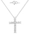 Forever Grown Diamonds Lab Grown Diamond Cross 18" Pendant Necklace (2 Ct. T.w.) In Sterling Silver Or 14k Gold-plated Ster In Sterling Silver