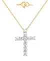 Forever Grown Diamonds Lab Grown Diamond Cross 18" Pendant Necklace (1 Ct. T.w.) In Sterling Silver Or 14k Gold-plated Ster In Gold-plated Sterling Silver
