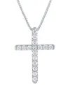 Forever Grown Diamonds Lab Grown Diamond Cross Pendant Necklace (1/2 Ct. T.w.) In Sterling Silver, 16" + 2" Extender In Sterling Silver
