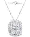Forever Grown Diamonds Lab-grown Diamond Cushion Cluster 18" Pendant Necklace (2 Ct. T.w.) In Sterling Silver Or 14k Gold-p In Sterling Silver