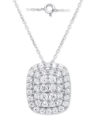 Forever Grown Diamonds Lab-grown Diamond Cushion Cluster 18" Pendant Necklace (2 Ct. T.w.) In Sterling Silver Or 14k Gold-p