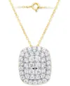 Forever Grown Diamonds Lab-grown Diamond Cushion Cluster 18" Pendant Necklace (2 Ct. T.w.) In Sterling Silver Or 14k Gold-p In Gold-plated Sterling Silver