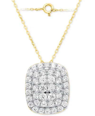 Forever Grown Diamonds Lab-grown Diamond Cushion Cluster 18" Pendant Necklace (2 Ct. T.w.) In Sterling Silver Or 14k Gold-p In Gold-plated Sterling Silver