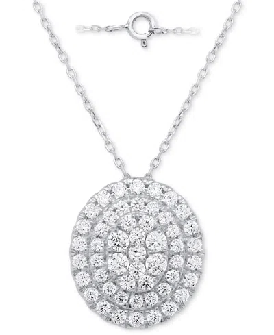 Forever Grown Diamonds Lab Grown Diamond Double Halo Cluster 18" Pendant Necklace (2 Ct. T.w.) In Sterling Silver Or 14k Go