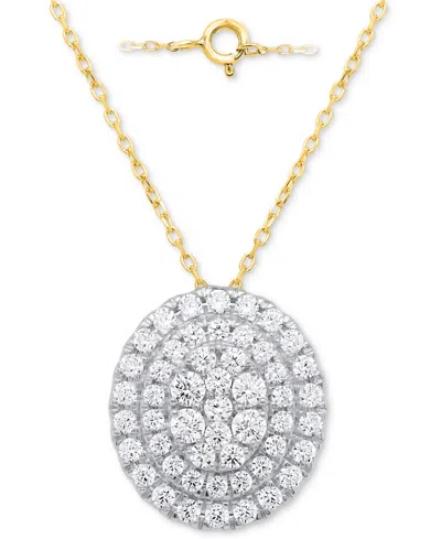 Forever Grown Diamonds Lab Grown Diamond Double Halo Cluster 18" Pendant Necklace (2 Ct. T.w.) In Sterling Silver Or 14k Go In Gold-plated Sterling Silver