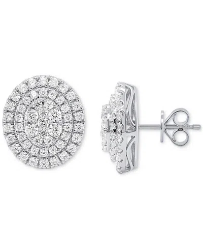 Forever Grown Diamonds Lab Grown Diamond Double Halo Cluster Stud Earrings (2 Ct. T.w.) In Sterling Silver Or 14k Gold-plat