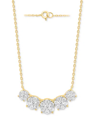 Forever Grown Diamonds Lab Grown Diamond Five Cluster 18" Necklace (2 Ct. T.w.) In Sterling Silver Or 14k Gold-plated Sterl In Gold-plated Sterling Silver