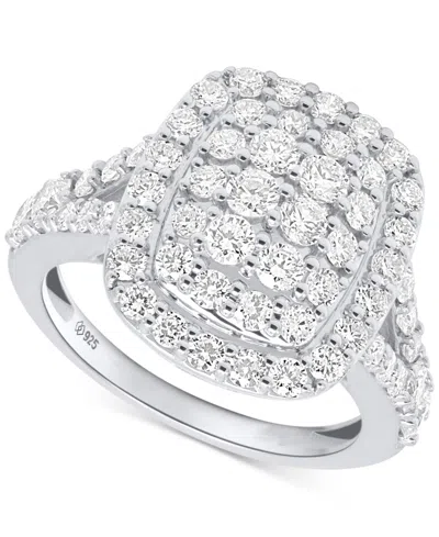 Forever Grown Diamonds Lab Grown Diamond Halo Cluster Ring (2 Ct. T.w.) In Sterling Silver Or 14k Gold-plated Sterling Silv