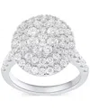Forever Grown Diamonds Lab-grown Diamond Halo Cluster Ring (2 Ct. T.w.) In Sterling Silver Or 14k Gold-plated Sterling Silv In Sterling Silver