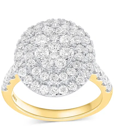 Forever Grown Diamonds Lab-grown Diamond Halo Cluster Ring (2 Ct. T.w.) In Sterling Silver Or 14k Gold-plated Sterling Silv In Gold-plated Sterling Silver